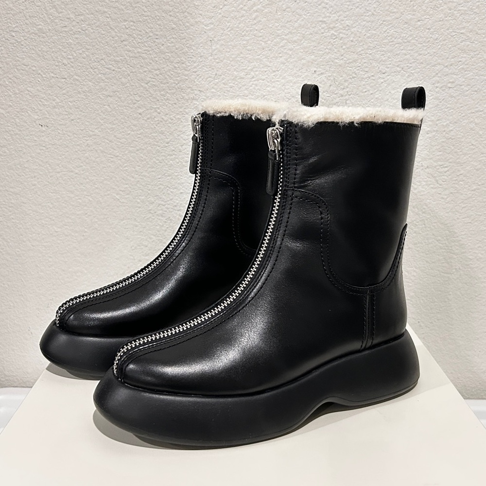 3.1 Phillip Lim Mercer Genuine Shearling Lined Zip Combat Boot, Size 37, NIB